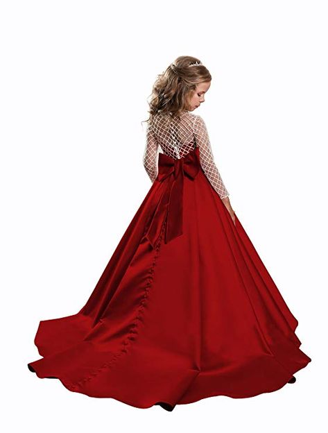 Price: $53.00 - $69.00 Amazon.com: Christmas Fancy Flower Girl Dress Floor Length Button Draped Pink Long Sleeves Tulle Ball Gowns for Kids: Clothing Christmas Dresses For Kids, Fancy Flower Girl Dresses, Flower Girl Dresses Floor Length, Classy Long Dress, Ball Gowns For Kids, Gowns For Kids, Dresses With Bow, Kids Christmas Dress, Girls Fall Dresses