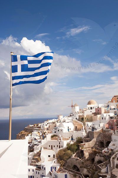 Greek national flag waving, in the village of Oia, Santorini, Greece Greece Flag Aesthetic, Greek Flag Aesthetic, Greece Wallpaper, Oia Santorini Greece, Greek Royalty, Greece Flag, Greece Trip, Greek Flag, Greece Santorini