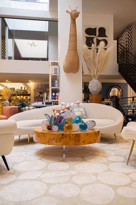 Jonathan Adler Living Room, Staff Lounge, Soho Style, Art Deco Home, Jonathan Adler, Retail Space, Studio Space, Pottery Studio, Lounge Areas