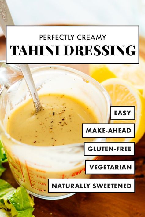 Simple Tahini Dressing, Dressing With Tahini, Tahini Salad Dressing, Tahini Sauce Recipe, Tahini Dressing Recipe, Cookie And Kate, Healthy Honey, Doner Kebab, Honey Mustard Dressing