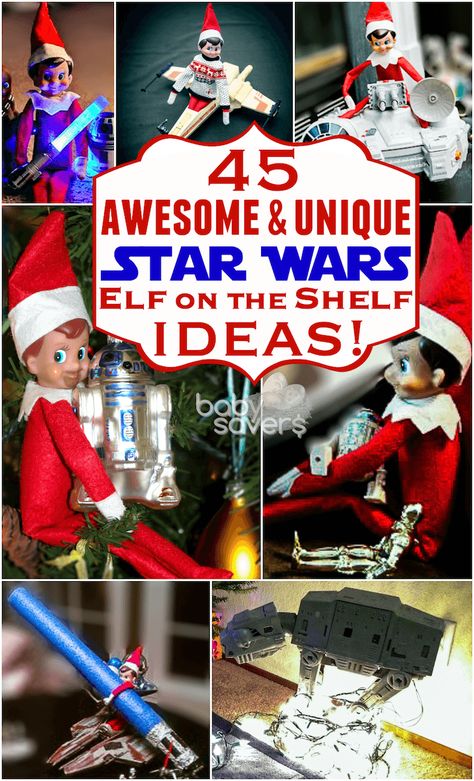 Star Wars Elf on the Shelf ideas | Kids | Darth Vader | the Force | fun | funny | hilarious | storm troopers | light sabers | hilarious Funny Christmas Lights, The Force Star Wars, Christmas Elf On The Shelf, Use The Force, Shelf Elf, Elf Antics, Elf Shirt, Star Wars Christmas, Buddy The Elf