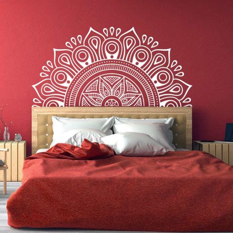 Hiasan Dinding Diy, Headboard Wall Decal, Bedroom Indian, Reka Bentuk Dalaman, Hiasan Bilik Tidur, Indian Room Decor, Creative Wall Painting, Wall Art Diy Paint, Diy Wall Painting