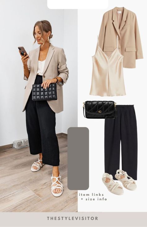 The Style Visitor, Work Travel Outfit, Slacks Outfit, Work Appropriate Outfits, Beige Blazer, Cool Summer Outfits, Causal Outfits, Summer Work Outfits, Weekly Outfits