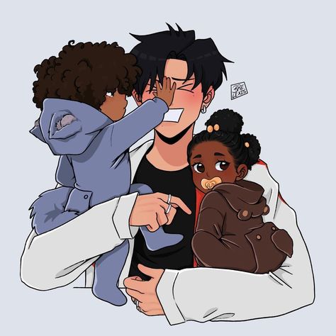 💫💕Breanna💕💫 on Instagram: “I don’t know why but one day I just imagined a scenario where Jack and Abbi turned into babies and Shay had to watch the both of them. Then…” Interracial Art, Black Couple Art, Asian Guys, Black Cartoon Characters, Dope Cartoon Art, Black Anime Characters, Girls Cartoon, Dear Future, Black Cartoon