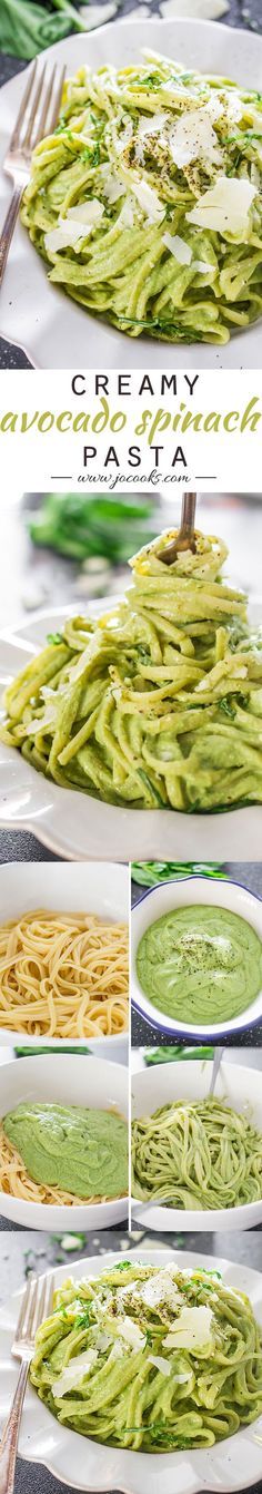 Creamy Avocado and Spinach Pasta. Make with zucchini noodles for paleo. Looks too good! #fitgirlcode #healthy #cleaneating Avocado Spinach Pasta, Confetti Dip, Avocado And Spinach, Best Avocado Recipes, Spinach Pasta Recipes, Crazy Food, Avocado Dessert, Pastas Recipes, Avocado Pasta