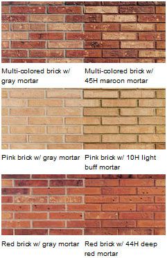 Types Of Brick Colors, Mortar Colors For Brick, Brown Brick With White Mortar, Fill In Brick Mortar, Marshton Queen Brick Gray Mortar, Orange Brick, Slate Flooring, Concrete Color, Brick Patterns