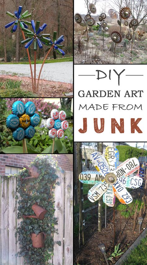 12 Ideas How To Create Unique Garden Art From Junk • Garden Decor • Garden Decorations Garden Art From Junk, Junk Garden, Unique Garden Decor, Unique Garden Art, Garden Junk, Meteor Garden 2018, Luxury Garden, Junk Art, Unique Gardens