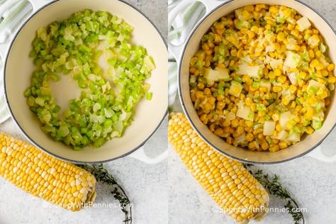 Creamy Corn Soup, Potatoes Soup, Corn Soup Recipes, Cheesy Breadsticks, Leftovers Soup, Creamy Corn, Celery Soup, Meatless Dinner, Kale Soup