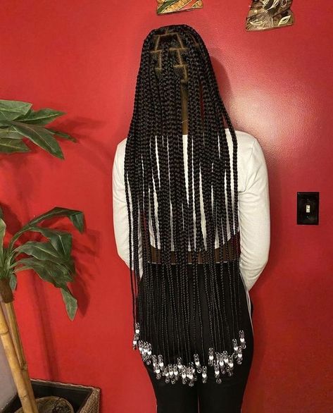 Knotless Braids With Beads, Black Hair Protective Styles, Hair Protective Styles, Black Hair Video, Cute Box Braids, Braided Hairstyles For Black Women Cornrows, Big Box Braids, Beautiful Black Hair, Big Box Braids Hairstyles