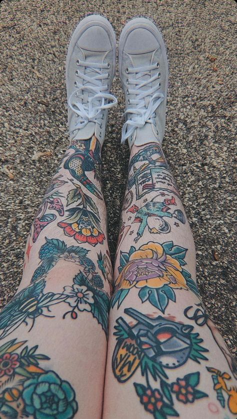 Colour Leg Sleeve Tattoo, Patchwork Tattoo Color, Colorful Leg Tattoos, Patchwork Leg Sleeve, Leg Tats, Uno Reverse, Patchwork Tattoo, Tattoo Color, Leg Sleeve Tattoo