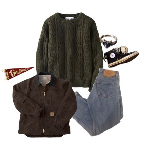 Dark Academia Harry Potter Outfits, Spring Dark Academia Outfits, Remus Lupin Wardrobe, Remus Lupin Clothing Aesthetic, Dark Academia Harry Potter, Gryffindor Wardrobe, Harry Potter Aesthetic Outfits Gryffindor, Remus Lupin Outfit Aesthetic Girl, Harry Potter Polyvore