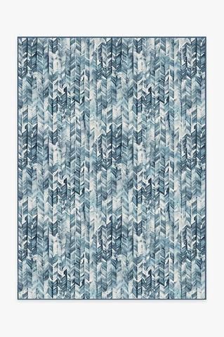 Watercolor Herringbone Blue Rug Washable Runner Rug, Ruggable Rug, Cream Rug, 3d Texture, Navy Rug, Area Rug Runners, Rug Stain, 8x10 Area Rugs, Washable Rug