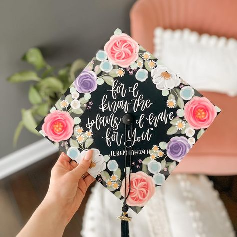 If you or someone you know is graduating this year, check out our grad toppers! We have tons of style options, multiple verse choices, and they come pre-cut and self-adhesive. Just stick it on your existing graduation cap and you’re good to go. Bonus points for removing cleanly 🤩 . . . . . #biblestudynotes #handmade #shereadstruthbible #mypinterest #houstonshop #devo #daughterofgod #beautifulbible #instabible #mystudybible #womensministry #indiebiz #biblepainter #biblemotivations #christiansoft Nursing Graduation Cap Bible Verse, Floral Grad Cap, Grad Cap Decoration, Teacher Graduation Cap, Graduation Boards, Grad Cap Decorated, Cap Graduation, Grad Cap Designs, Grad Caps