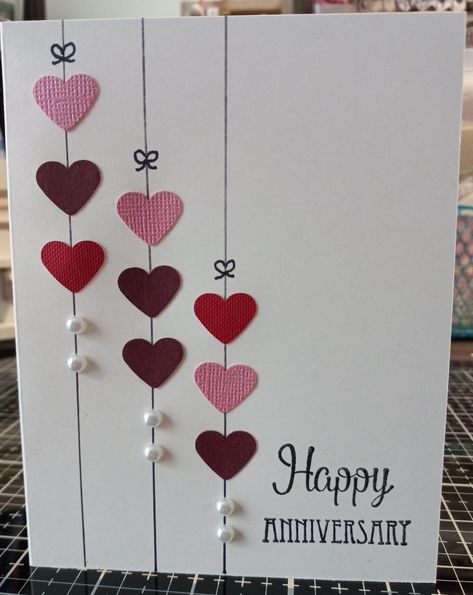 Valentine Cards Diy Handmade, Valentines Day Cards Handmade Cute Ideas, Valentine Craft Kids Easy, Anniversary Cards Handmade, Easy Valentine Crafts, Poinsettia Cards, Valentine Cards Handmade, St Valentin, Stamping Up Cards