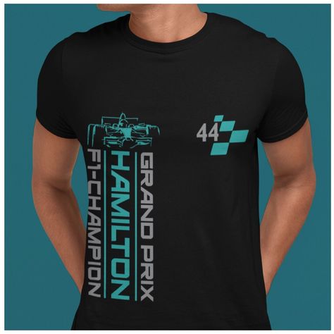 Lewis Hamilton 44 T-Shirt F1 Grand Prix Racing Driver Champion F1 Tshirt Designs, Grand Prix Racing, Champion Logo, Lewis Hamilton, Racing Driver, Grand Prix, Tshirt Designs, T Shirt