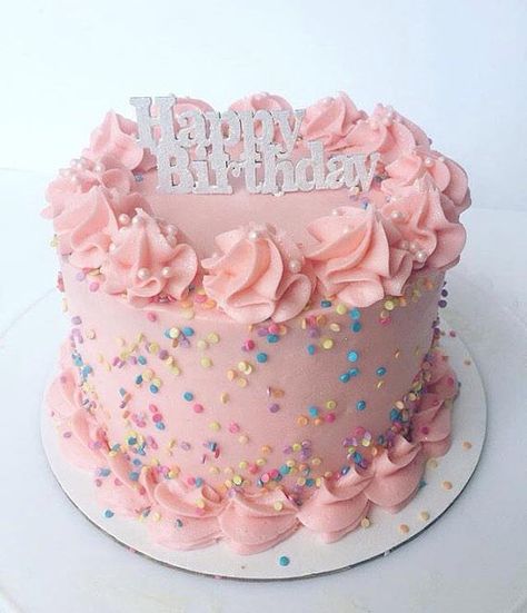 Sprinkles Birthday Cake, Planet Cake, Sparkle Cake, Cake Writing, Pink Birthday Cakes, 4th Birthday Cakes, Sweet 16 Cakes, Decadent Cakes, Happy Birthday Cake Topper