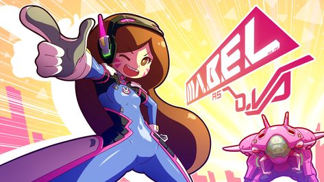 Mabel as D.Va by Mikeinel Mike Inel, Dva Overwatch Cosplay, D.va Overwatch, Overwatch Cosplay, Mabel Pines, Tumblr Art, Dipper Pines, Commissioned Artwork, Game Ui