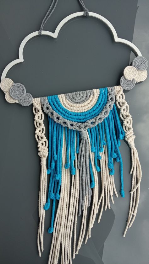 Macrame Cloud Wall Hanging, Macrame Cloud, Cloud Wall Hanging, Cloud Wall, Diy Hacks, Childrens Room, Wall Decoration, Dream Catcher, Diy And Crafts