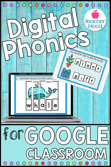 These Google Slides are super versatile which makes them perfect for distance, hybrid, or traditional instructional models! This resource is geared toward kindergarten, first, and second grade students. #digitalphonics #digitallearning #virtuallearning #handsonlearning #interactivelessons #technology #googleclassroom #googleslides #teacherlife #happyclassroom #happystudents #engagedinlearning First Grade Technology Activities, Kindergarten Technology Lessons, Kindergarten Technology Activities, Anchor Charts First Grade, Kindergarten Technology, Technology Lesson Plans, Digital Lesson Plans, Phonics Reading Passages, Kindergarten Phonics