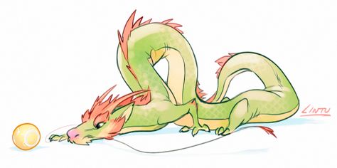 Long Dragon, Eastern Dragon, Cute Dragon, Dragon Sketch, 강아지 그림, Mythical Animal, Creature Drawings, Green Dragon, Dragon Artwork