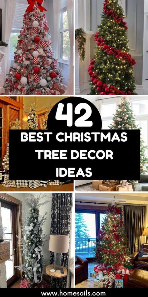 Make your holiday magical with these 42 best Christmas tree decor ideas! From classic ornaments to unique themes, create a stunning and festive centerpiece. Visit our site for more inspiration! Large Christmas Trees Decorated, Christmas Tree Ideas Cluster Ornaments, Christmas Tree Decor Ideas Traditional, Red And Green Christmas Decor Xmas Trees, Tuscan Christmas Tree, Santa Clause Tree, Christmas Decorations Themes Ideas, Red Bulb Christmas Tree, Christmas Tree Decorations Ideas Diy