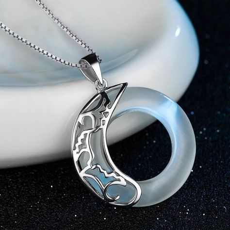 Moon Goddess Jewelry, Moon Goddess Necklace, Heaven Official's Blessing, Moon Necklace Silver, Hua Cheng, Moonstone Pendant Necklace, Symbolic Jewelry, Couple Necklaces, Friendship Necklaces