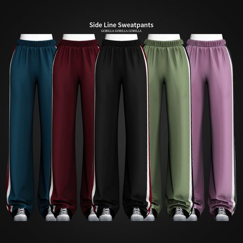 Side Line Sweatpants | Gorilla Gorilla Gorilla on Patreon Sims 4 Men Clothing, Gorilla Gorilla, Sims 4 Male Clothes, Sims 4 Cheats, Sims Packs, Sims 4 Anime, Cc Mods, Pelo Sims, Sims 4 Game Mods