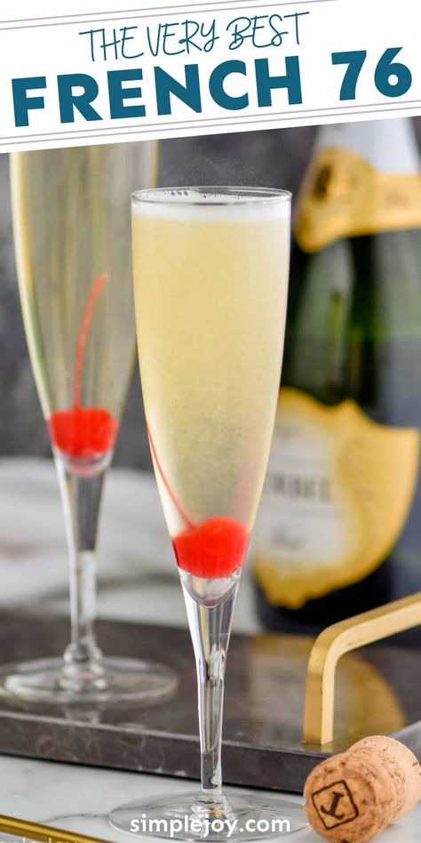 French 76 Cocktail Recipe, French 76, Orange Vodka, Champagne Drinks, Champagne Cocktails, Vodka Cocktail, Classic Cocktail Recipes, Keto Drink, Festive Drinks