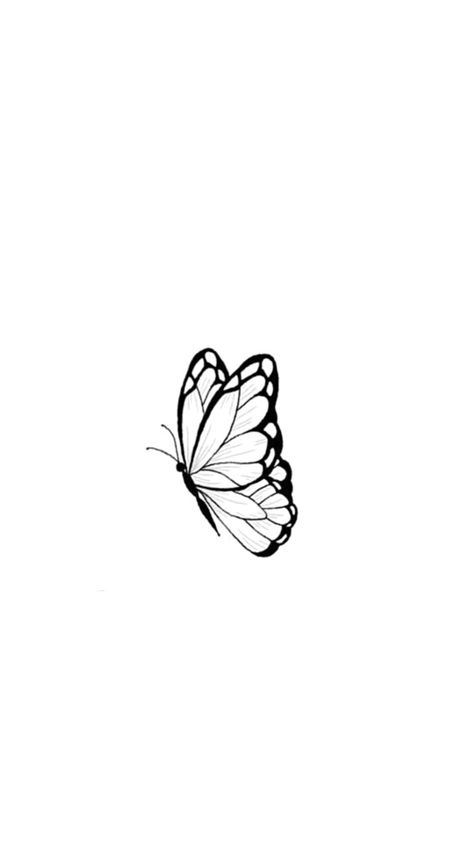 One Sided Butterfly Tattoo, Folded Butterfly Tattoo, Profile Butterfly Tattoo, Butterfly Landing Tattoo, Butterfly Tattoo Side View, Black Butterfly Outline, Butterfly Flying Tattoo, Tm Tattoo, Side Butterfly Tattoo