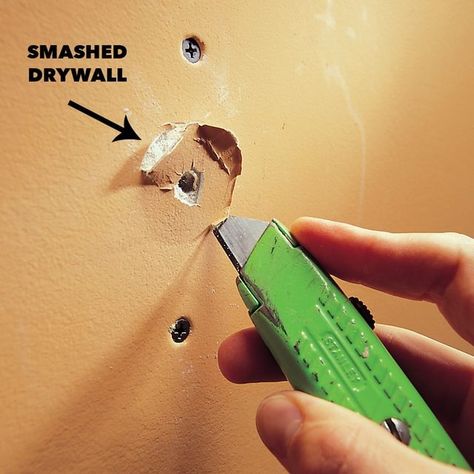 How to Fix Popped Drywall Nails and Screws (DIY) | Family Handyman Timber Projects, Nail Room Ideas, House Renos, Painting Hacks, Wall Repair, Drywall Ceiling, House Maintenance, Opal Nails, Drywall Installation