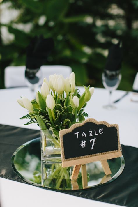 Wedding Table Mirror Centerpieces, Tulip Centre Pieces Wedding, Tulip Themed Wedding, Mirror Centerpiece Ideas Wedding, Mirror Plate Centerpiece, Tulip Wedding Arrangements, Tulip Wedding Centerpieces, Tulip Wedding Theme, Tulip Centerpieces Wedding