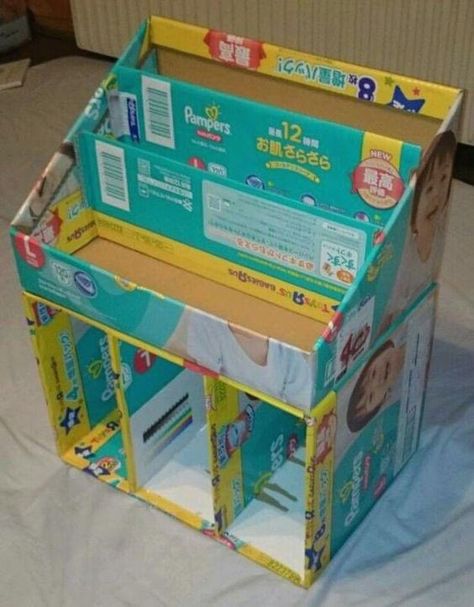 Diy Bookshelf Kids, Diy Bookshelves, Diy Karton, Cardboard Organizer, Carton Diy, Diy Buch, Diy Rangement, Cardboard Box Crafts, Diy Furniture Redo