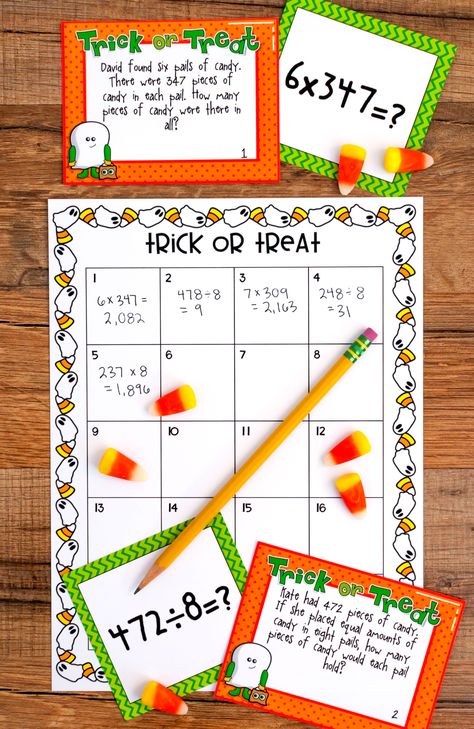 Halloween Multiplication Activities, Halloween Word Problems, Halloween Elementary, Halloween Multiplication, Halloween Math Centers, October Math, Halloween Math Activities, Halloween Lesson, Fifth Grade Math