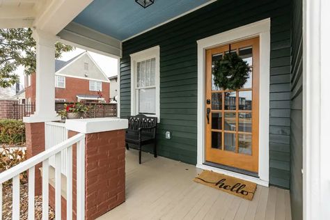 Emerald Green House Exterior, Green Home Exterior, Green House Exterior, 1920s House, Comfy Bed, Local Art, House Paint Exterior, Exterior Paint Colors, Exterior House Colors