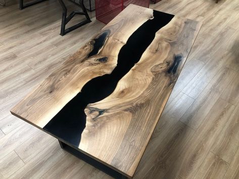 Excited to share the latest addition to my #etsy shop: Black epoxy table top | 100% Handmade | Perfect personalized gift for her / him Epoxy Table Top, Table Epoxy, Epoxy Table, Epoxy Resin Table, Into The Wood, River Table, Walnut Dining Table, Walnut Table, Kitchen Dining Tables