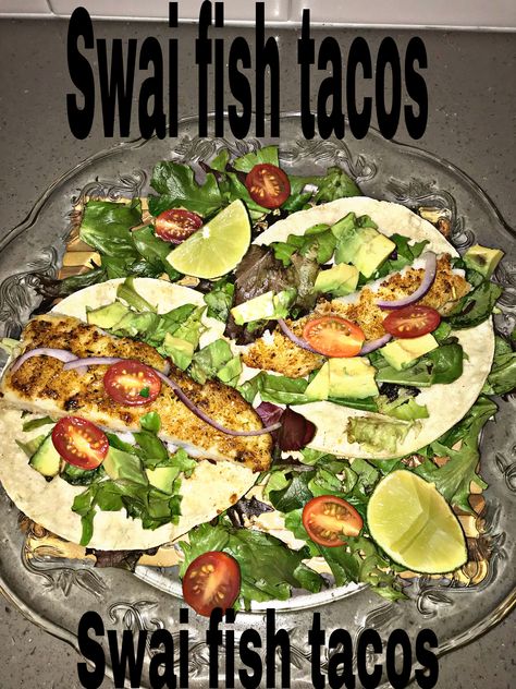 Swai Fish, Purple Onion, Arugula Salad, Fish Tacos, Taco Tuesday, Arugula, Find Recipes, Cherry Tomatoes, Vegetable Pizza