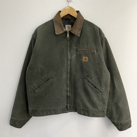 Vintage Vintage green Carhartt detroit jacket | Grailed Carhartt Detroit Jacket Outfit, Green Carhartt Jacket, Carhartt Streetwear, Vintage Carhartt Jacket, Carhartt Detroit Jacket, Detroit Jacket, Worker Jacket, Carhartt Detroit, Olive Jacket