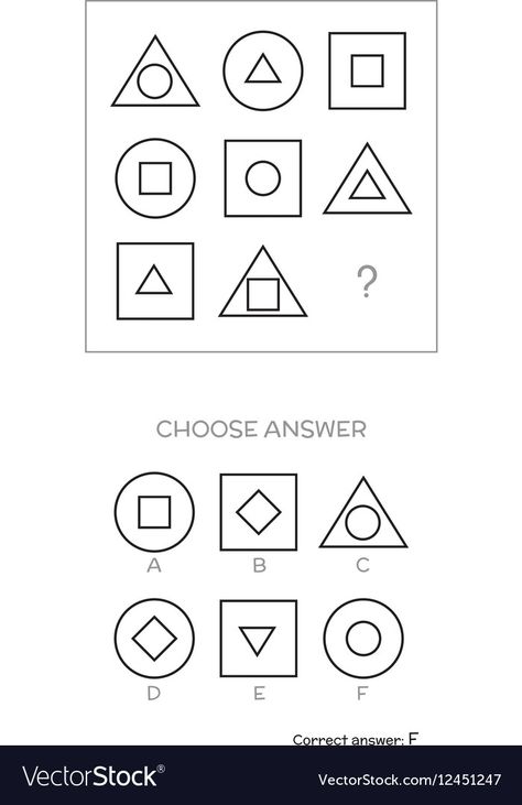 Logic Games For Kids, Iq Test Questions, Math Logic Puzzles, Test For Kids, Creative Math, Shapes Vector, Test Quiz, 2nd Grade Worksheets, Iq Test