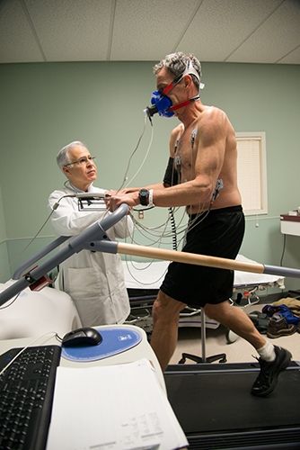 John VanHouten of St. Clair undergoes a cardiopulmonary exercise stress testing with direct measurement of aerobic capacity under the supervision of Barry Franklin, director of preventive cardiology and cardiac rehabilitation. Graduate Masters, Cardiac Rehab, Cardiac Rehabilitation, 5 Year Plan, Edm Outfits, Cardiology, Year Plan, Grad School, Health Center