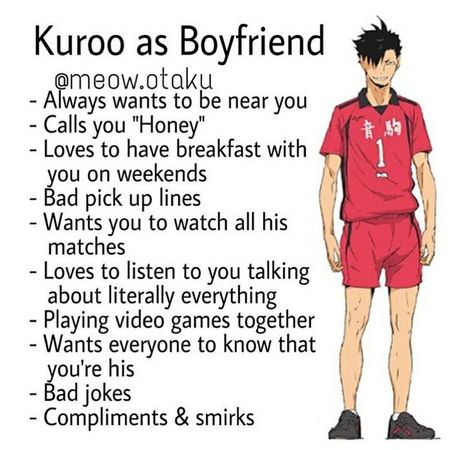 Jokes To Tell Your Boyfriend, Pick Up Lines For Guys, Jokes To Tell, Tetsurō Kuroo, Haikyuu Nekoma, Funny Boyfriend, Anime Bebe, Kuroo Haikyuu, Haikyuu Meme