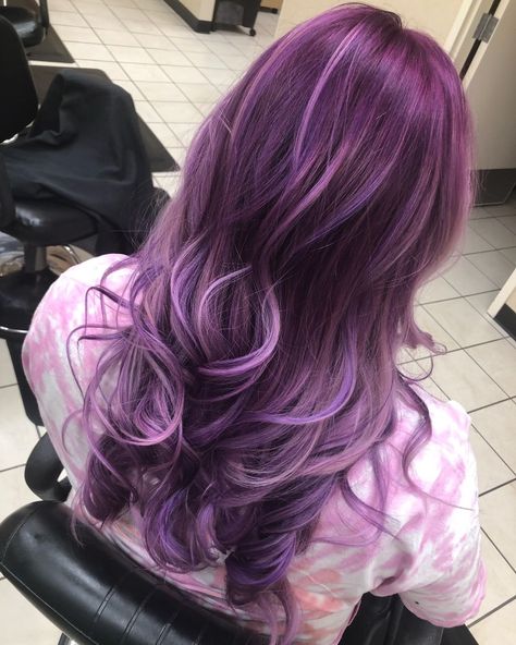 Unique Purple Hair, Dark Purple To Light Purple Hair, Dimensional Purple Hair, Purple Aesthetic Hair, Balayage Purple, Amethyst Hair, Mlp Aesthetic, Purple Balayage, Light Purple Hair