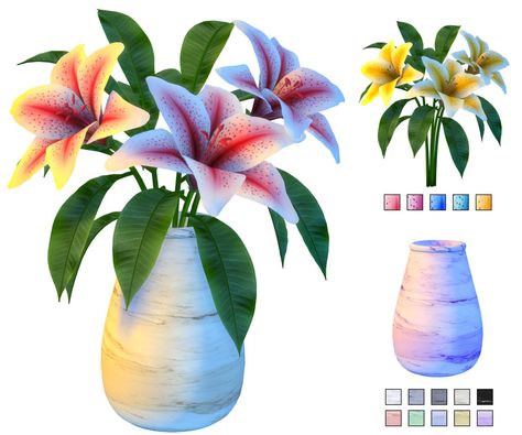 Sims 4 Cc Flower Vase, Lily In Vase, Lily Vases, Tropical Flower, Favorite Flowers, Total Drama, Drama Series, Tropical Flowers, Flower Vase