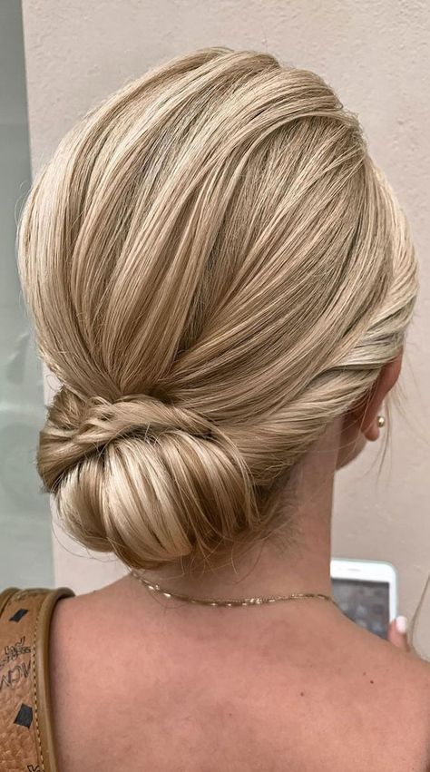 Updo Hairstyles For Your Stylish Looks In 2021 : Elegant twisted updo Trendy Updo Hairstyles, Mother Of The Groom Hairstyles, Twisted Bun, Hairstyle For Prom, Bun Wedding, Wedding Hairstyle Ideas, Elegant Hairstyle, Low Updo, Deuteronomy 31