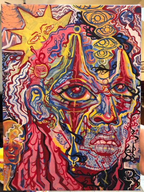 Weird Oil Paintings, Extremes Art, Alcohol Pen Art Ideas, Eccentric Painting, Rave Tattoo Ideas, Bizzare Art, Paint Styles, Painting On Wall, Odd Art