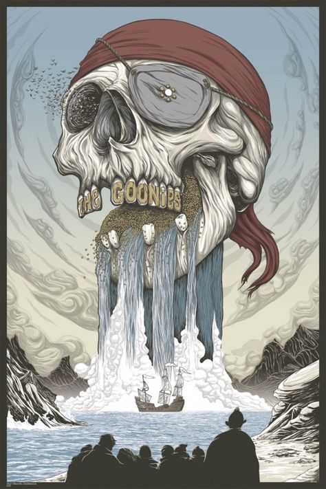 One-Eyed Willie Haunts New Goonies Poster From Mondo Goonies Movie Poster, Los Goonies, Goonies Movie, Mondo Posters, The Goonies, Goonies, Desenho Tattoo, Alternative Movie Posters, A Skull