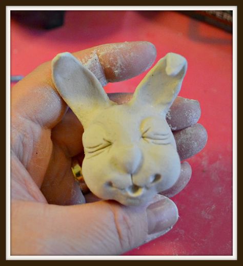 Paper Clay Art, Bake Clay, Easter Display, Rabbit Sculpture, Beginner Pottery, Johanna Parker, Bunny Head, Paper Mache Art, Clay Crafts Air Dry