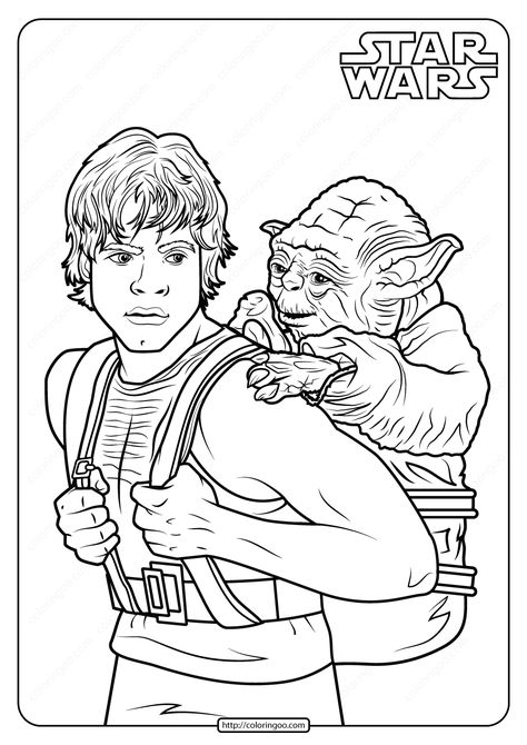 Printable Star Wars Luke and Yoda Coloring Pages Star Wars Coloring Sheet, Cartoon Printable, Star Wars Coloring Pages, Star Wars Coloring Book, Star Wars Coloring, Painting Pages, Star Wars Colors, Family Coloring Pages, Coloring Drawing