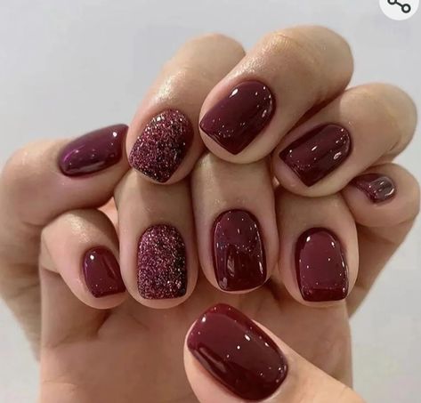 Red Wine Nails, Nails Press Ons, Chic Manicure, Square Press On Nails, Nails With Glitter, Wine Nails, Pretty Nail Colors, Short Fake Nails, Press On Nails Short