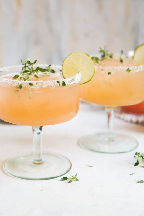 Thyme Margarita, Rethink Your Drink, Fresh Squeezed Juice, Fancy Drinks, Pretty Drinks, Margarita Recipes, Delicious Cocktails, Summer Cocktails, Party Drinks