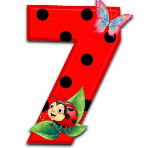 Ladybug Numbers, Recycling Facts, Font Png, Ladybug Art, Ladybug Party, Beautiful Birthday Cakes, Alphabet And Numbers, Kids Cards, Cartoon Kids